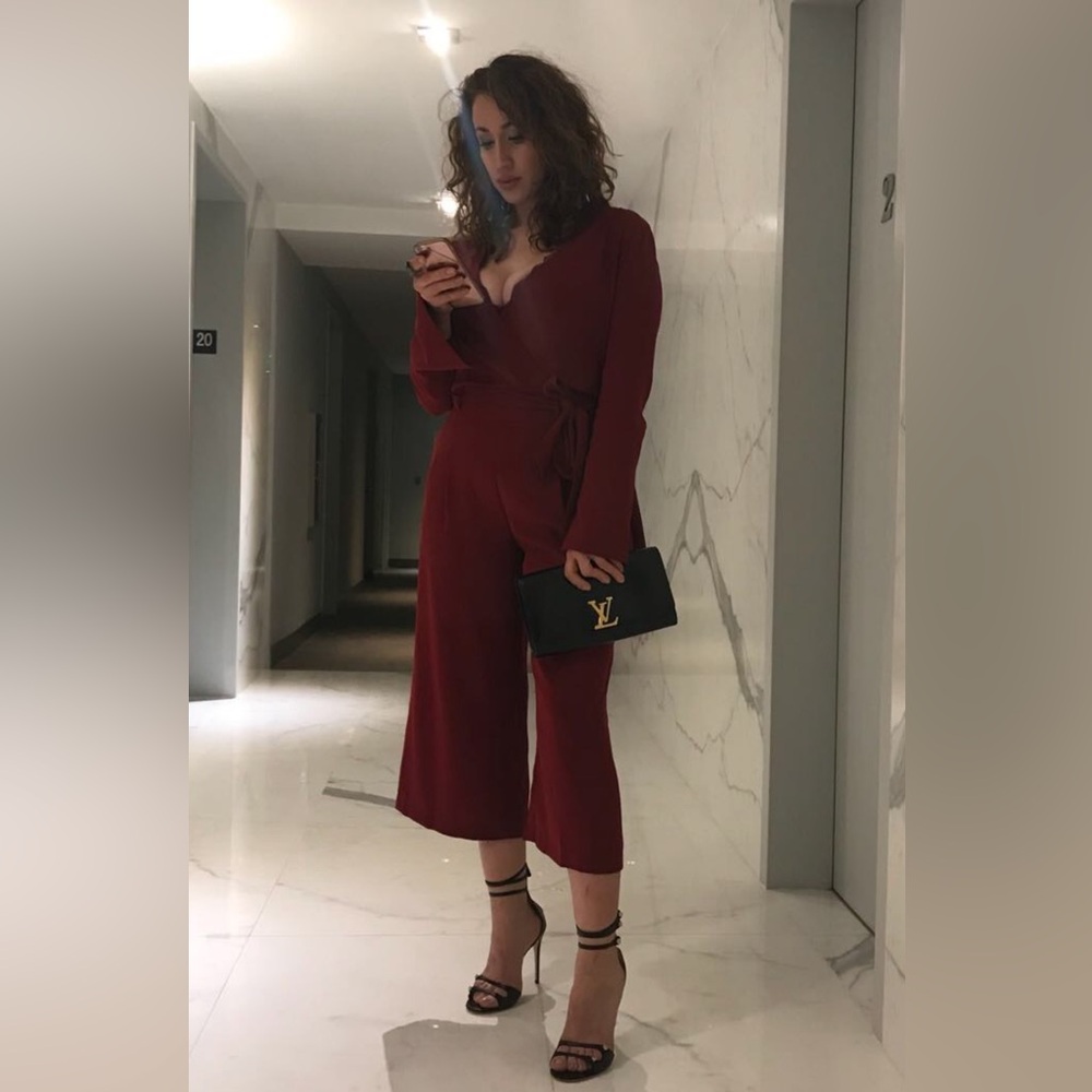 BCBGMaxAzria Deep Red Jumpsuit